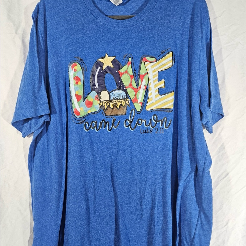 Blue Graphic T-Shirt with Love Design